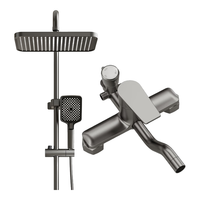 荣事达淋浴花洒套装卫浴室喷头全套增压家用花洒三件套 枪灰小四方三档