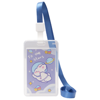 优和 星空兔透明证件卡套 卡套耐用动漫公交校园卡饭卡胸牌门禁工作牌员工证带挂绳 灰蓝  7026