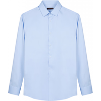 才子（TRIES）男装长绒棉刺绣款亲肤柔滑长袖纯色商务白衬衫绅士简约正装衬衣 蓝色 42 180/100A