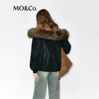 MO&Co.羽绒服2025冬90鸭绒双层毛领连帽【轻暖漫游系列】MBE4EINT16 黑色 S /160