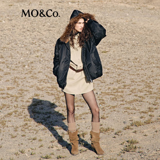 MO&Co.羽绒服2025冬90鸭绒双层毛领连帽【轻暖漫游系列】MBE4EINT16 黑色 S /160