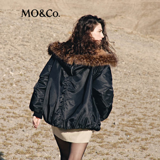 MO&Co.羽绒服2025冬90鸭绒双层毛领连帽【轻暖漫游系列】MBE4EINT16 黑色 S /160