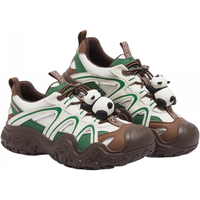 山系熊猫骆驼联名2025春夏运动休闲鞋女网面丑萌鞋厚底户外登山鞋男 米/绿/棕，男款 42