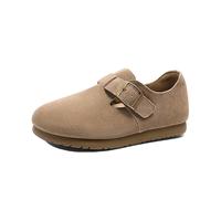 森达 勃肯鞋女厚底增高舒适百搭休闲鞋博肯鞋 卡其色