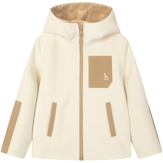 哈吉斯 品牌  防静电舒适柔软摇粒绒针织外套 奶油色 130