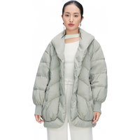 艾莱依(ERAL)女士羽绒服大翻领简约羽绒服气质百搭时尚短款鸭绒羽绒服 青玉绿 M 160【110-130斤】