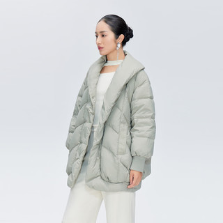 艾莱依（ERAL）女士羽绒服大翻领简约羽绒服气质百搭时尚短款鸭绒羽绒服 青玉绿 S 155【80-110斤】