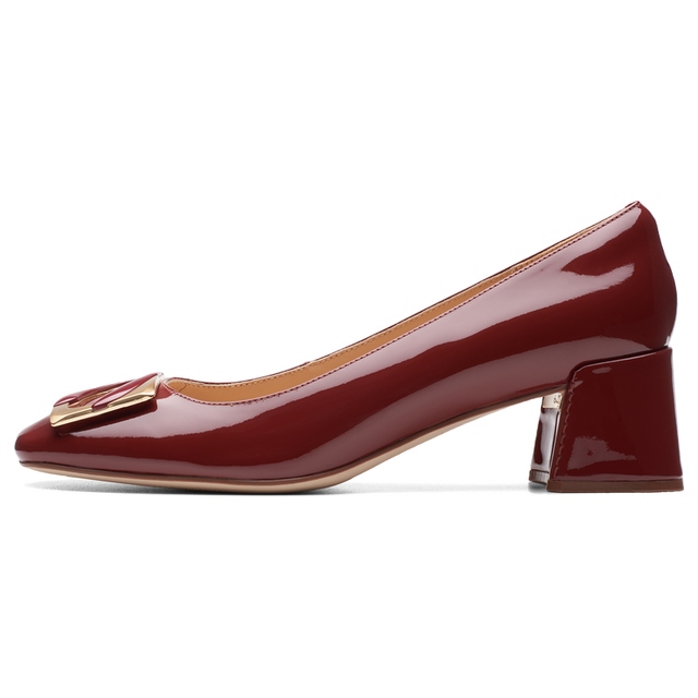 Clarks 妮嗒系列女鞋春夏金属扣装饰舒适方根高跟鞋单鞋女婚鞋