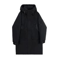 鸭鸭 YX黑色羽绒服 3XL 190/104A 男士中长款加厚连帽保暖外套