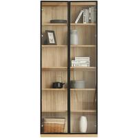 YESWOOD 源氏木语 实木书柜简约现代书房家具橡木置物柜客厅带玻璃门展示柜