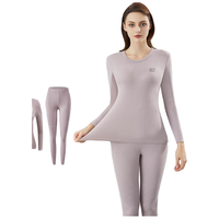 氧心 羊绒蚕丝女士保暖套装男女加绒加厚圆领美体修身打底保暖内衣 浅豆沙（女款） L