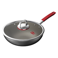 康巴赫（KBH）纯钛锅无涂层钛不粘炒锅家用不粘锅电磁炉燃气灶炒菜锅 无涂层钛不粘炒锅 32cm