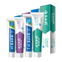 云南白药 牙膏冬青清新晨露4支装共410g减轻牙龈问题 祛除口腔异味家庭装