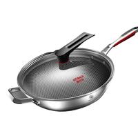 KÖBACH 康巴赫 KBH) 乐厨款炒锅不粘锅316L不锈钢炒菜锅34cm加大号少油烟双面蜂窝平底燃气电磁炉通用 乐厨款炒锅34cm