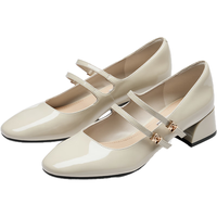 73Hours赵小姐同款女鞋甜心克拉2024秋季双条带法式玛丽珍鞋复古单鞋 米白 36