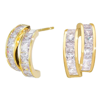 KRISTEN JUDI圆圈C形几何耳钉女银针轻奢高级感耳环2025微镶满锆耳饰 闺蜜 浪漫实用礼盒包装