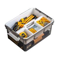 禧天龙工具箱大号收纳箱空箱五金双层大容量汽修家用车载箱 烟熏灰 瓷白隔板 2个装