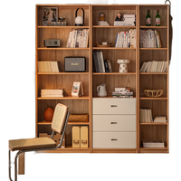 源氏木语实木书柜书房书架满墙展示柜北欧白色收纳柜原木柜子 【山毛榉-C款】0.8米两门书柜