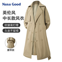 NASA GOOD中长款风衣男女同款秋季潮牌宽松青年休闲垂感百搭腰带外套 卡M