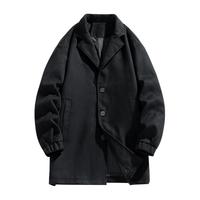 NASA GOOD中长款毛呢风衣秋季韩版潮牌宽松青年休闲垂感百搭上衣外套 灰XL 深灰毛呢