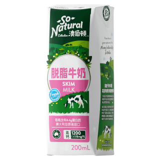  So Natural/澳伯顿  脱脂纯牛奶  200ml*24盒 箱装