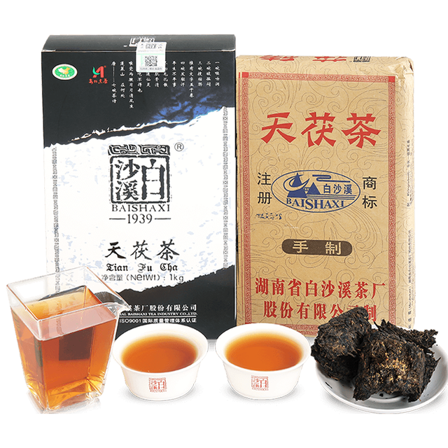白沙溪 官方旗舰店 安化黑茶天茯茶金花茯砖茶湖南天尖原料 当年茶