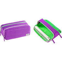 国誉 Campus学生办公双拉链大容量分区收纳笔袋 表紫色-内绿色