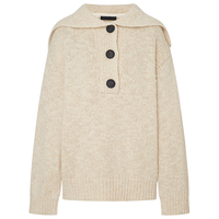 MO&Co.毛衣2025冬粗纺厚实海军领大翻领宽松落肩针织衫MBE4SWT053 砂砾色 S /160