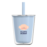 乐扣乐扣水杯小女士吸管杯儿童可爱成人食品级大容量办公室塑料茶杯子 蓝色 720ml