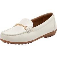 百思图2024秋时尚石头纹金属扣乐福鞋女RC25CA4 米白色宽版 34