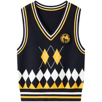 马骑顿（MQD）男女款长袖线衫秋冬款儿童针织衫毛衣 藏青4 130