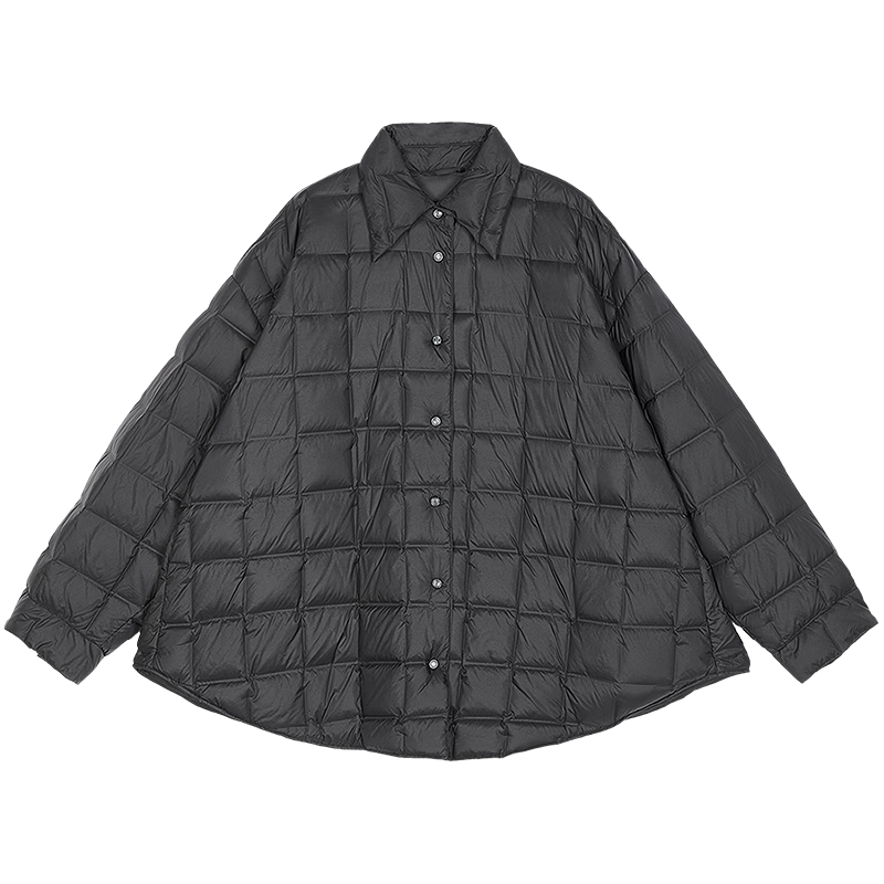 江南布衣25秋轻薄羽绒服宽松A型翻领可抽绳5P9C12240 001/本黑 S