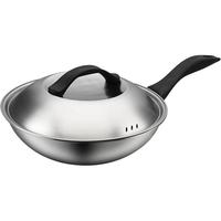 铂帝斯304不锈钢炒锅家用炒菜锅无涂层不易粘锅燃气电磁炉通用