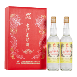 金门高粱酒 金门高粱 黄金龙 清香型白酒 53度 500ml*2瓶 双支礼盒装