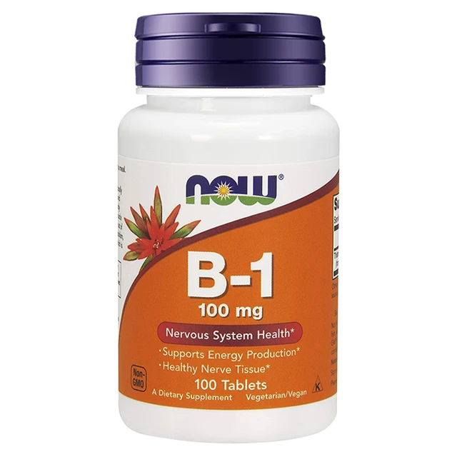 NOW美国维生素b1片100mg成人硫胺素食片VB1营养神经助力消化 1瓶装