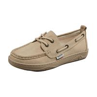 意尔康女鞋英伦风时尚小皮鞋女深口单鞋豆豆鞋 26111W 卡其 36