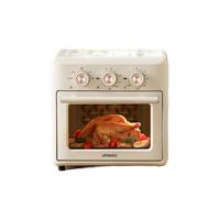 七彩叮当（QICAIDINGDANG）电烤箱家用小型烘焙多功能大容量发酵空气炸锅烤箱一体机 机械款KK01-L米白色 15L