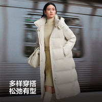 波司登 长款90鹅绒 女士经典商务连帽羽绒服B250244198