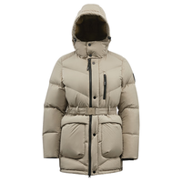 君羽羽绒服女中长款800蓬白鹅绒加厚时尚白鹅绒服H52312 甜杏色 2XL（白鹅绒244克）