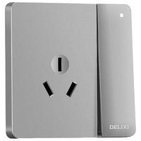 DELIXI 德力西 德逸系列 HAEG86K2S16/SY 一开双控三孔插座 星辉银