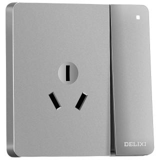DELIXI 德力西 德逸系列 HAEG86K2S16/SY 一开双控三孔插座 星辉银