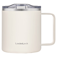乐扣乐扣(LOCK&LOCK) 桌面保温杯带盖男女不锈钢商务咖啡杯成人杯办公室水杯带把手茶杯学生水杯 乳白色