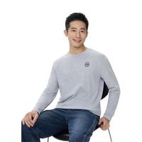 佐丹奴 长袖T恤男秋冬字母刺绣男生圆领运动休闲上衣13025860 03中花灰 L