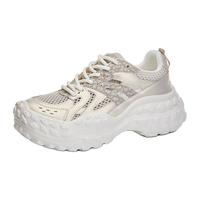 La Chapelle拉夏贝尔女鞋老爹鞋女薄款透气显脚小水钻镂空百搭厚底运动凉鞋子女 金色-26515 38