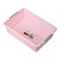 茶花（CHAHUA）塑料桌面收纳筐厨房客厅杂物收纳盒玩具零食收纳盒桌面小篮子 咖色 大号【36.1*24.8*10.4cm