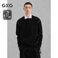 GXG男装  撞色线衫雪尼尔毛衣通勤保暖 秋冬 黑色 2XL