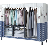 ANERYA 安尔雅 衣柜免安装折叠简易布衣柜全挂式卧室家用衣橱全钢架衣柜出租房