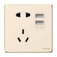 Schneider Electric 施耐德电气 皓呈系列 A3T42610U2_WG_C1 五孔双USB插座 珍珠金