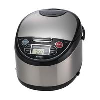 Tiger Corporation JAX-T18U 10 杯微型计算机化保温电饭煲,含 Tacook 盘,不锈钢,黑色(需配变压器)