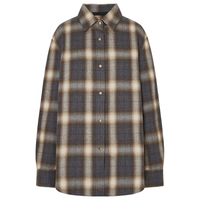 MO&Co. 衬衫2025冬双面磨毛厚实棉质渐变格纹雾面旧感中性MBE4SHT003 灰棕格 S /160